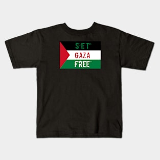 Set Gaza Free Flag Artwork Kids T-Shirt